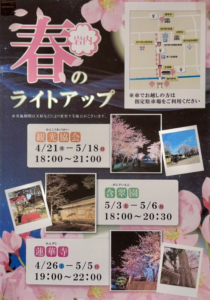 夜桜ライトアップイベントチラシ